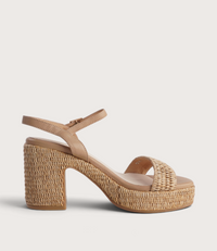 Kondry Natural Raffia/ Camel Leather Heels