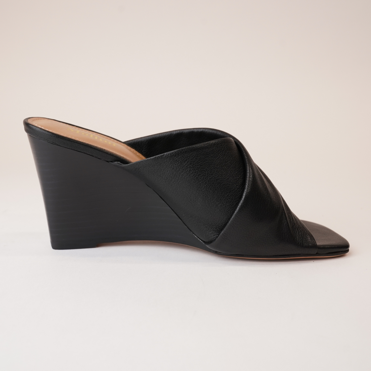 Aiya Black Leather Wedges - MOLLINI | Shouz