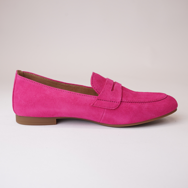 Libby Pink Suede Leather Loafers