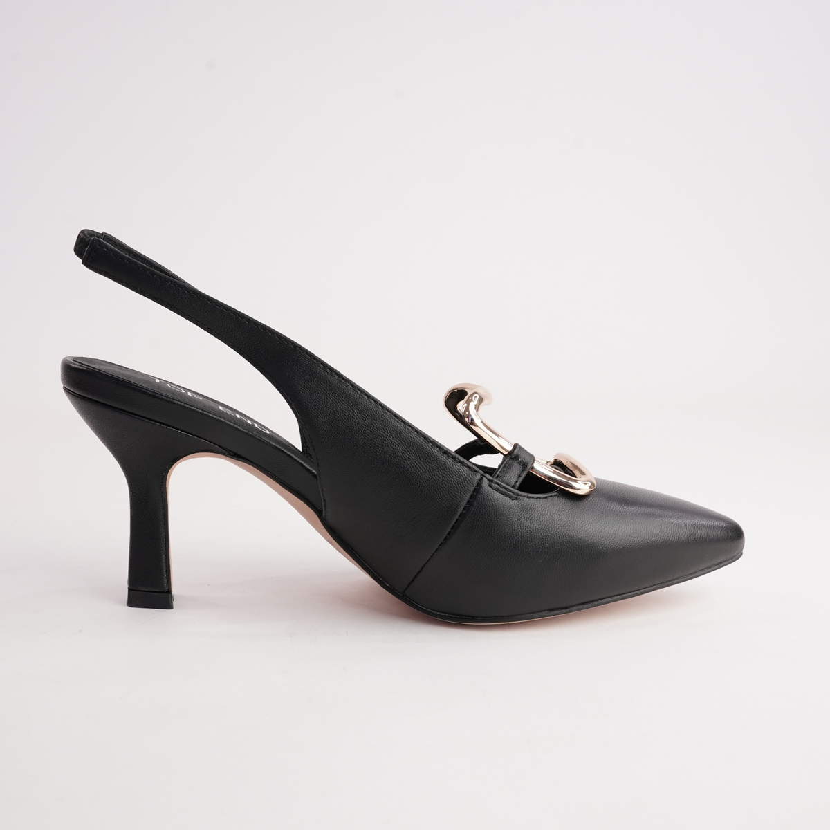 Linky Black Leather Heels - TOP END | Shouz
