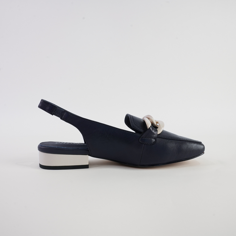 Randal Navy/Bone Leather Loafers