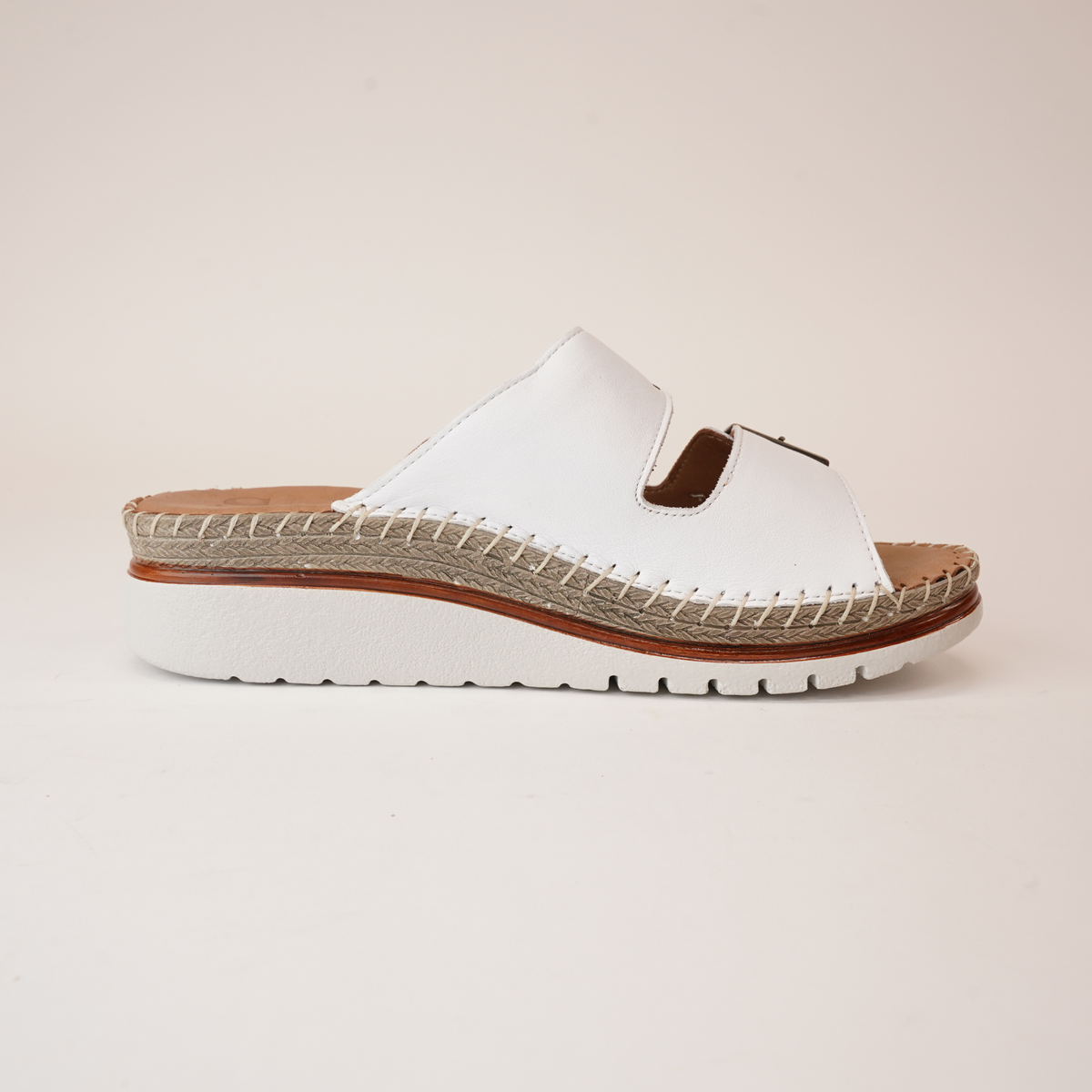 Oasis White Leather Slides - SALA | Shouz