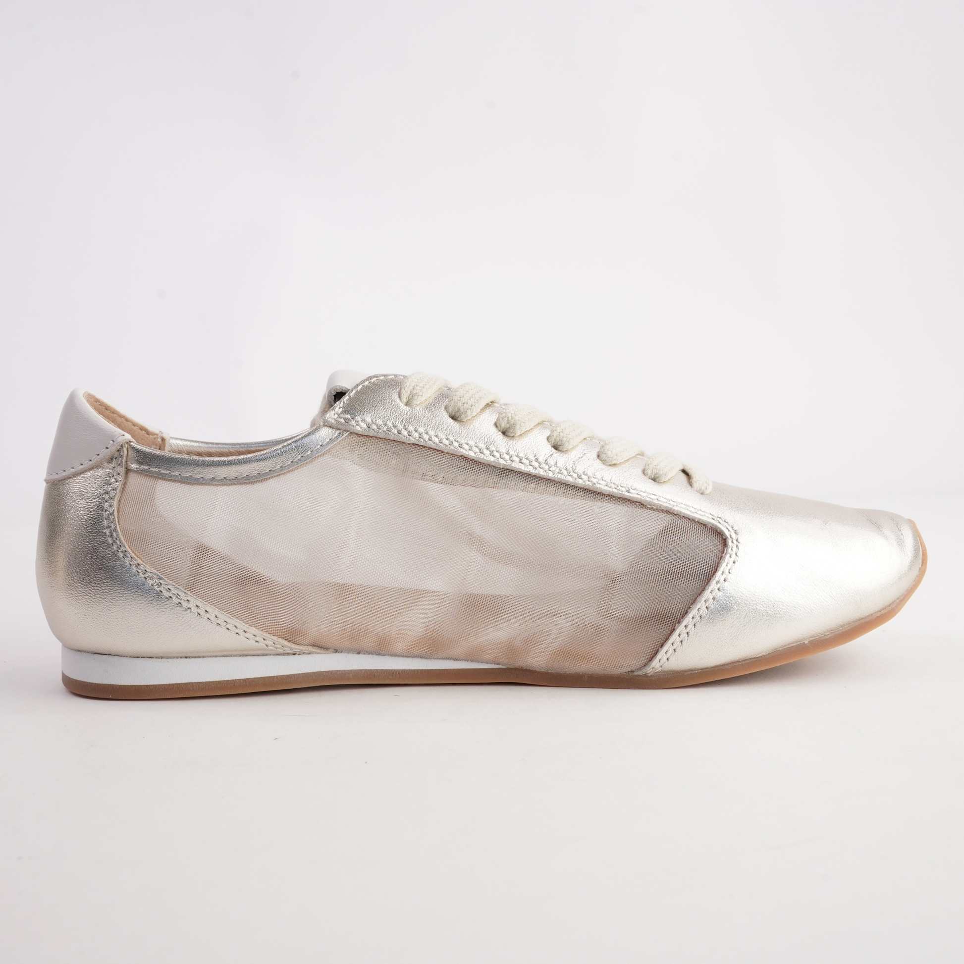 Ruby Gold Leather Sneakers - WITH GRACE | Shouz