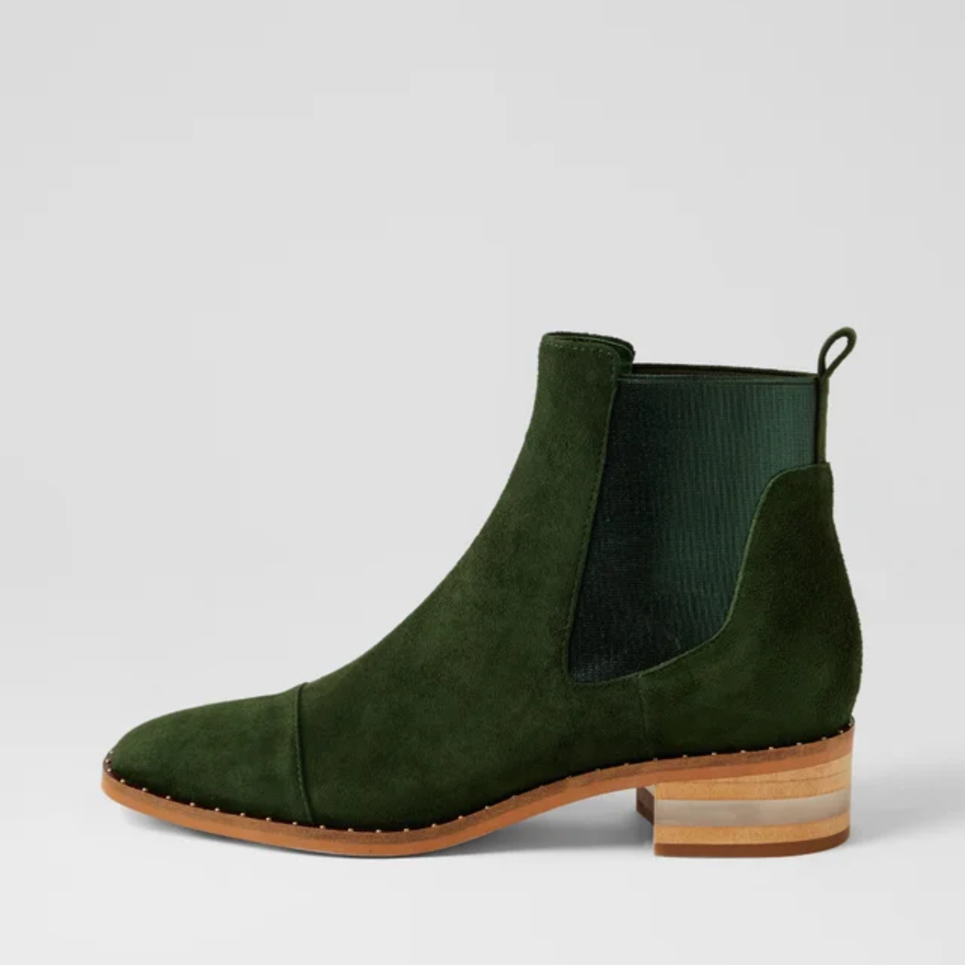 Forda Olive Suede/ Metallic Elastic Ankle Boots - DJANGO AND JULIETTE | Shouz