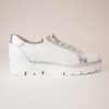 Js-2001 White/ Silver Leather Sneakers