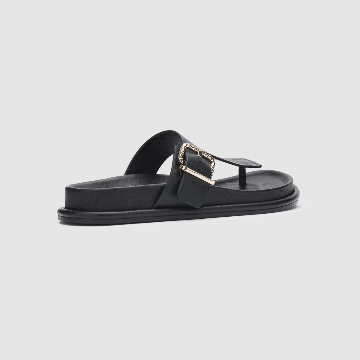 Aero Black Leather Sandals
