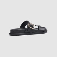 Aero Black Leather Sandals