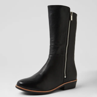 Lomar Black Leather/ Black Sole Calf Boots - DJANGO AND JULIETTE | Shouz