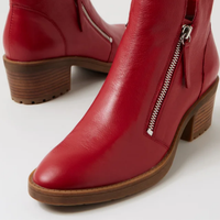 Lettice Dark Red Leather Ankle Boots - DJANGO AND JULIETTE | Shouz