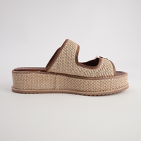 Vexta Choc Leather/ Natural Raffia Slides
