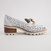 Popo White Leather Heeled Loafers