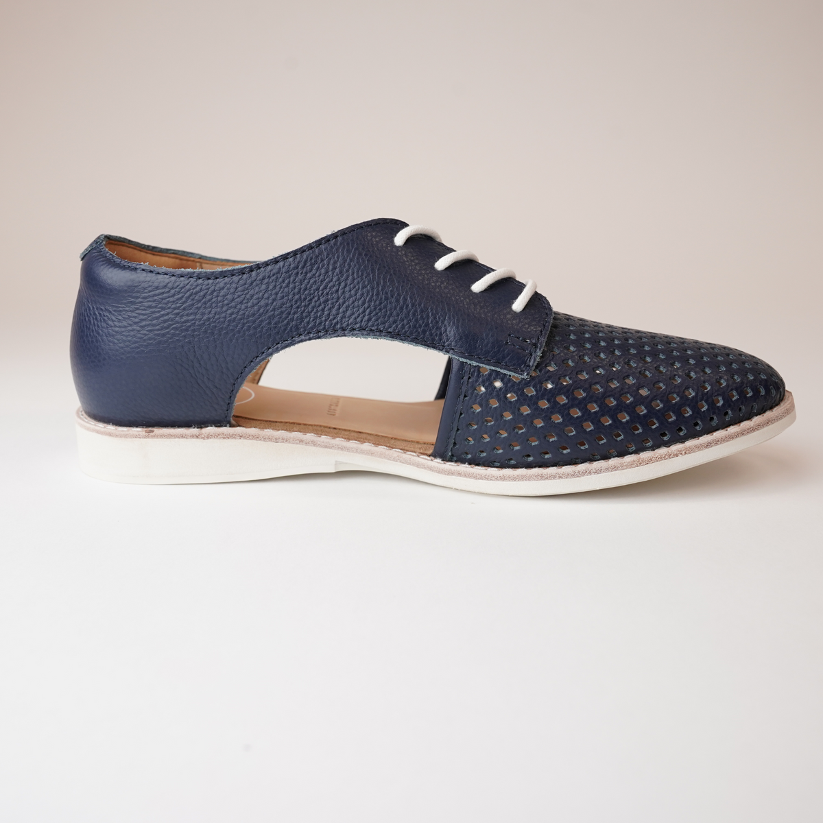 Sidecut Punch Navy Tumble Lace Up Flats - ROLLIE | Shouz