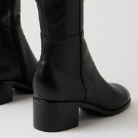 Ronel Black Leather Stretch/ Black Microsuede Knee High Boots - DJANGO AND JULIETTE | Shouz