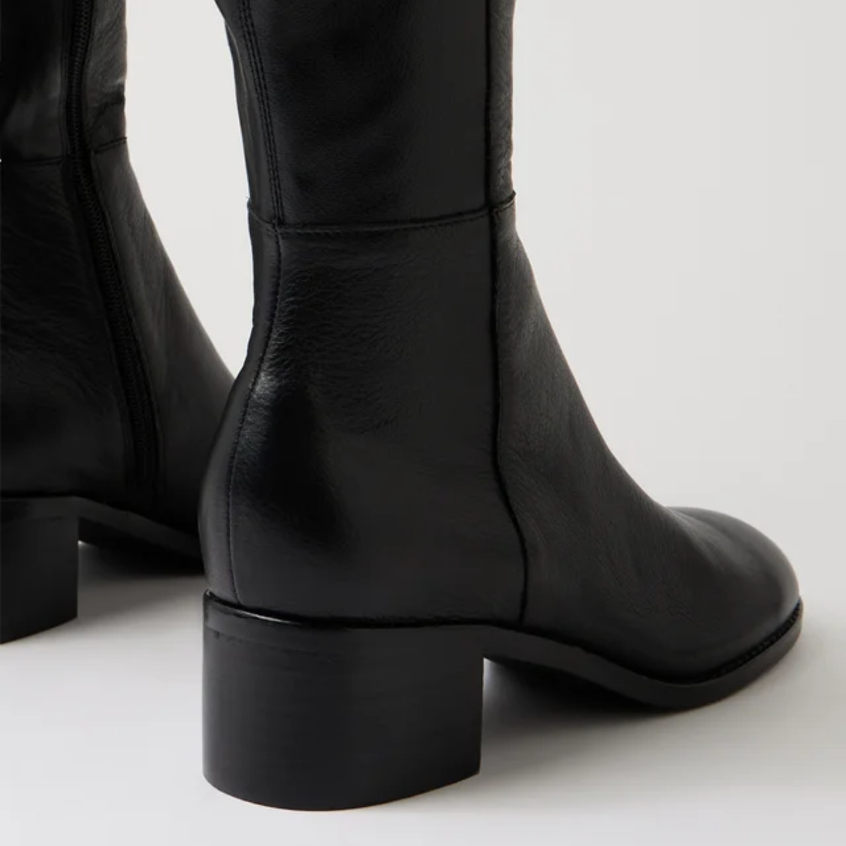 Ronel Black Leather Stretch/ Black Microsuede Knee High Boots - DJANGO AND JULIETTE | Shouz