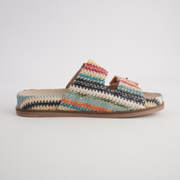 Ixey Blue Multi Raffia Slides