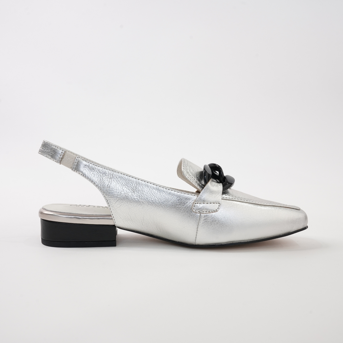 Randal Silver/ Black Leather Loafers - BRESLEY | Shouz