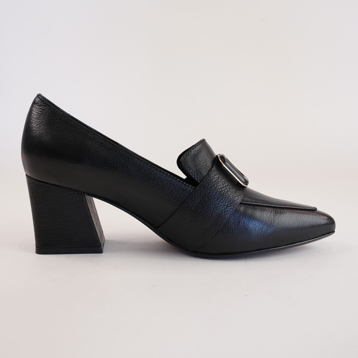 Moseles Blackleather Heeled Loafers