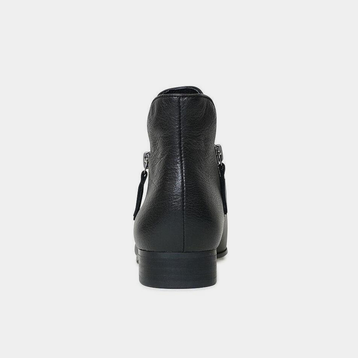 Faye Black/ Black Heel Leather Ankle Boots