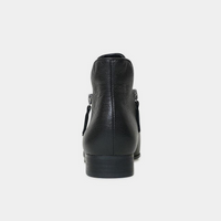 Faye Black/ Black Heel Leather Ankle Boots