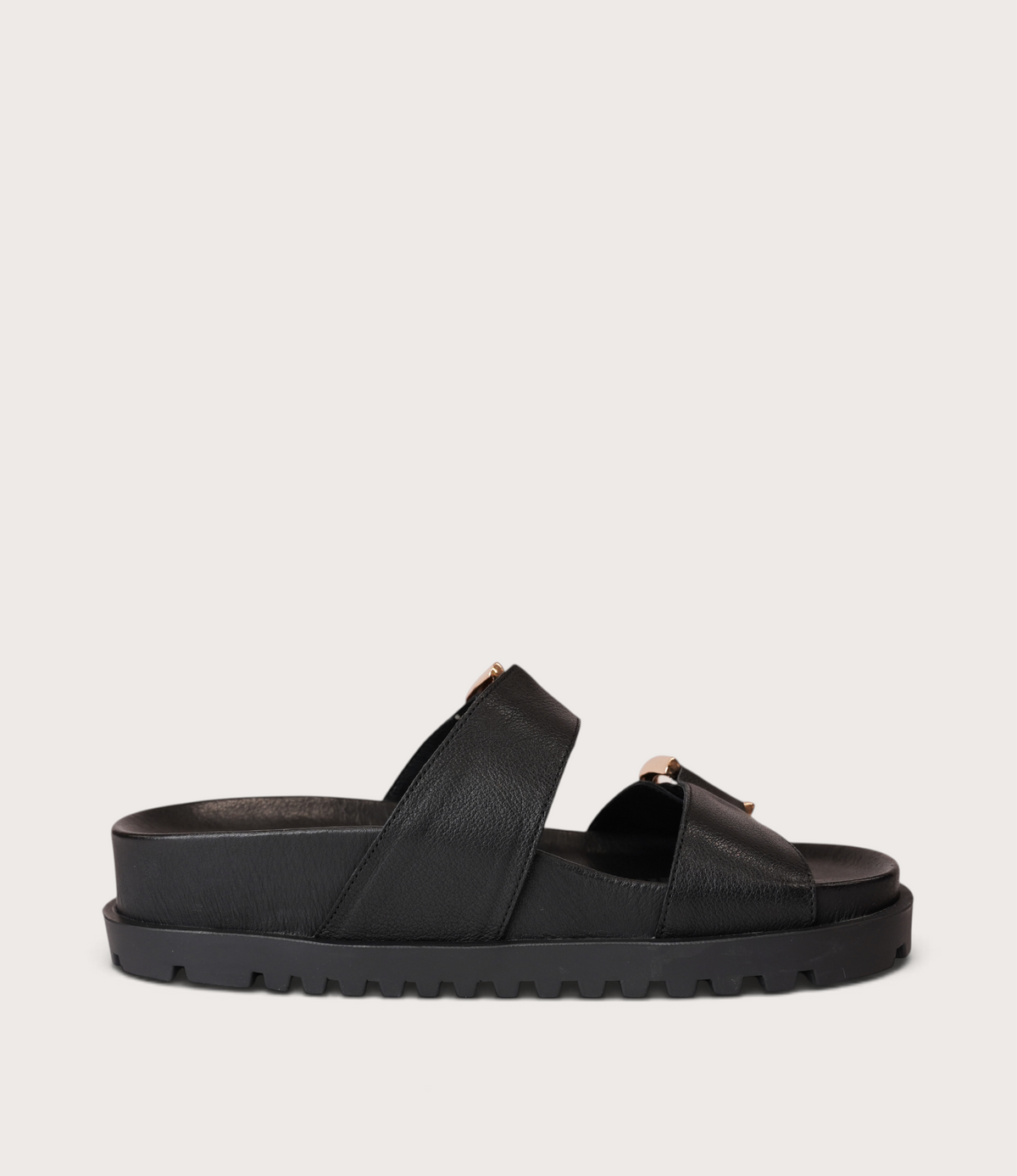 Ullana Black Leather Slides