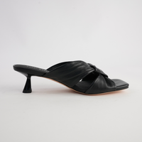 Kineta Black Leather Heels