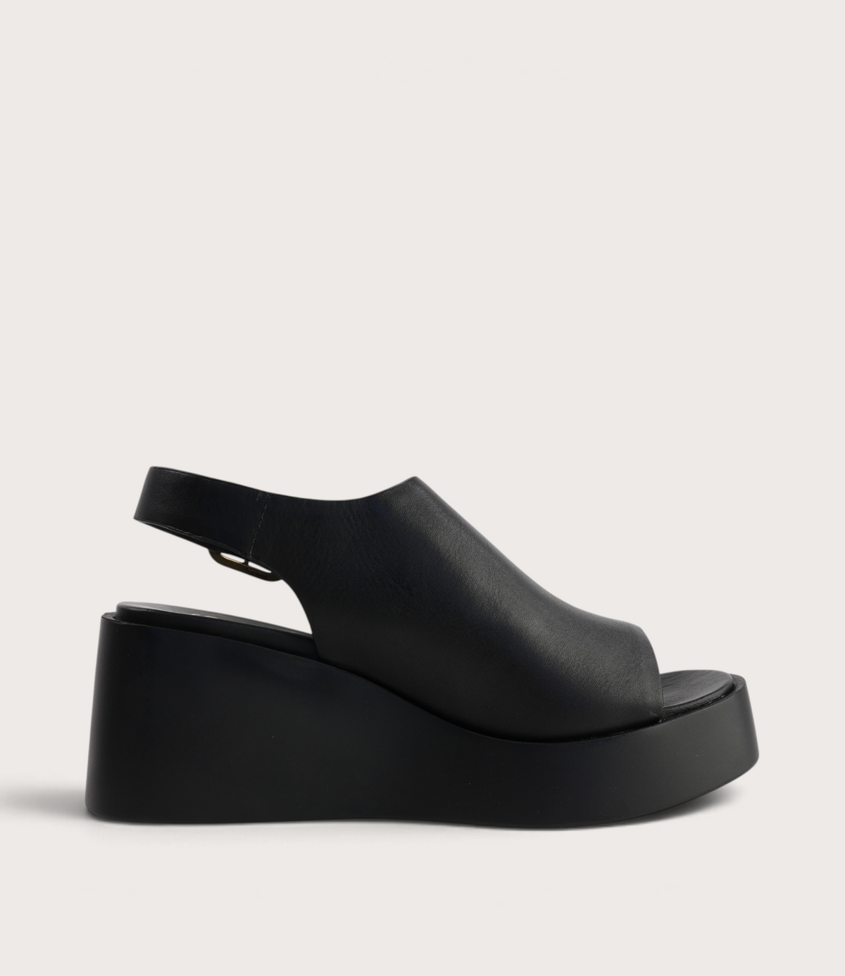 Ariani Black Leather Wedges