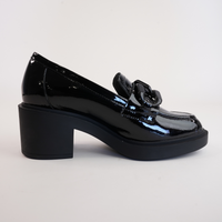 Arrigo Black Patent Leather Heeled Loafers