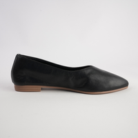 Celeste Black Leather Ballet Flats