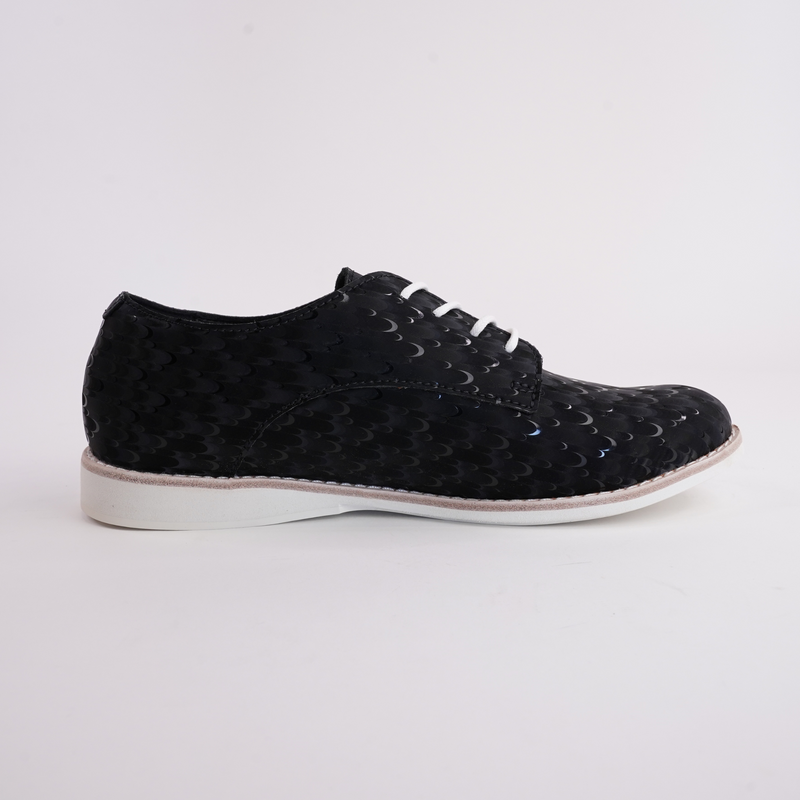 Derby Black Peacock Lace Up Flats