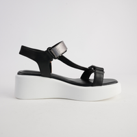Roz Black/ Silver Leather Sandals