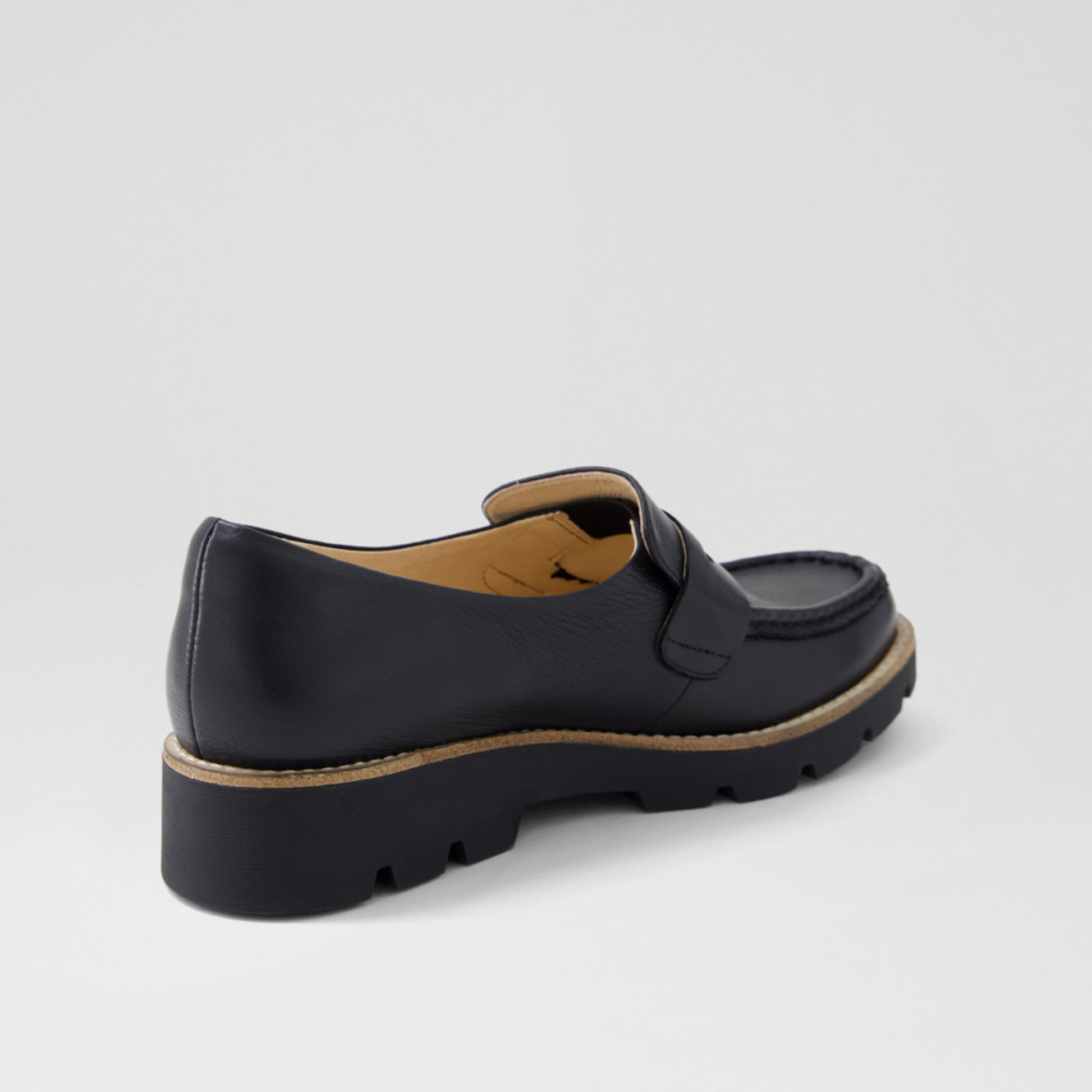 Dorte Black Leather/ Black Sole Loafers - DJANGO AND JULIETTE | Shouz