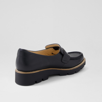Dorte Black Leather/ Black Sole Loafers - DJANGO AND JULIETTE | Shouz