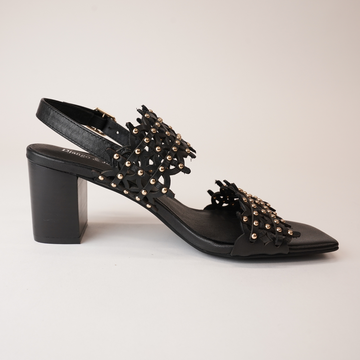 Jully Black/ Black Heel Leather Heels - DJANGO AND JULIETTE | Shouz