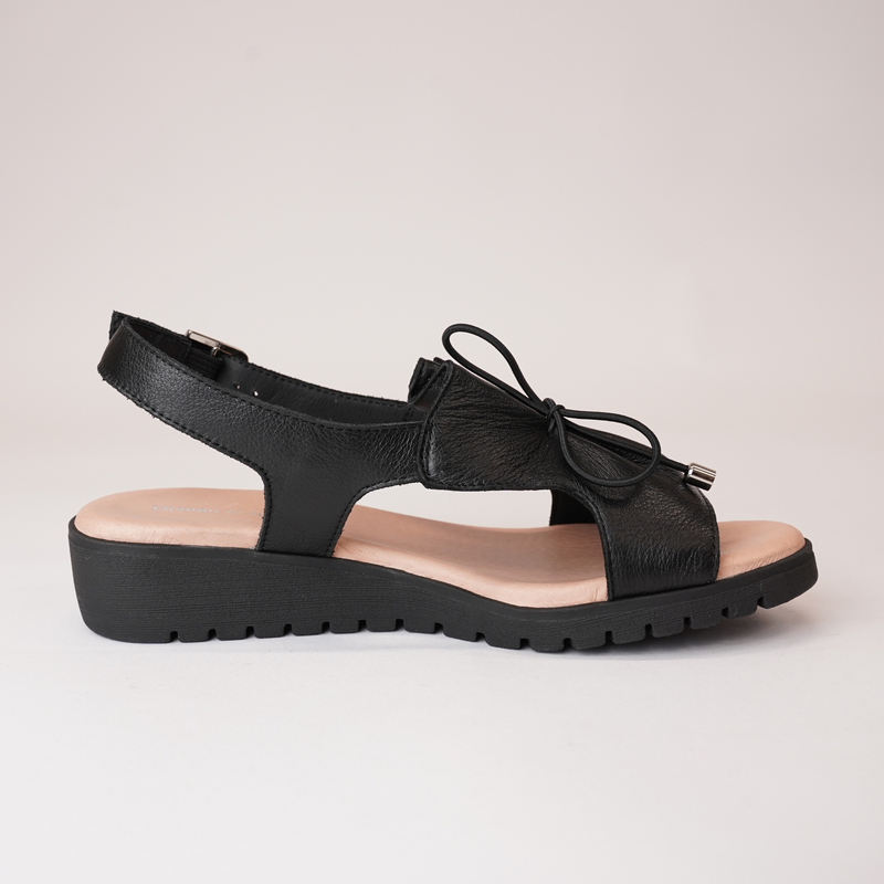 Malika Black Leather Sandals