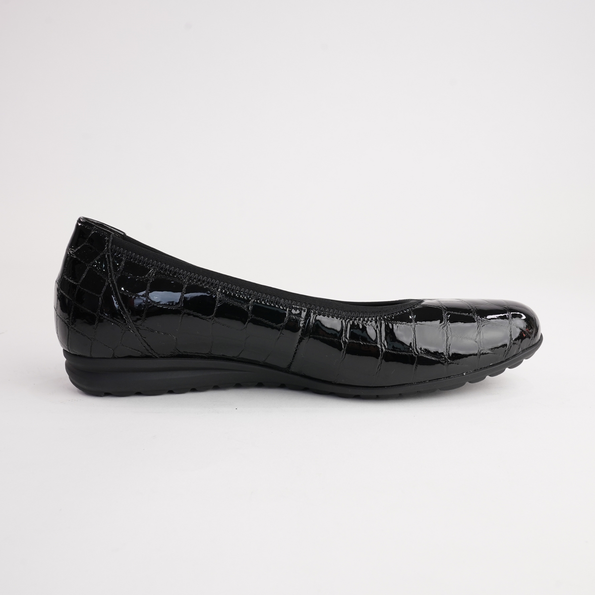 Gia Black Alligator Patent Leather Ballet Flats - GABOR | Shouz