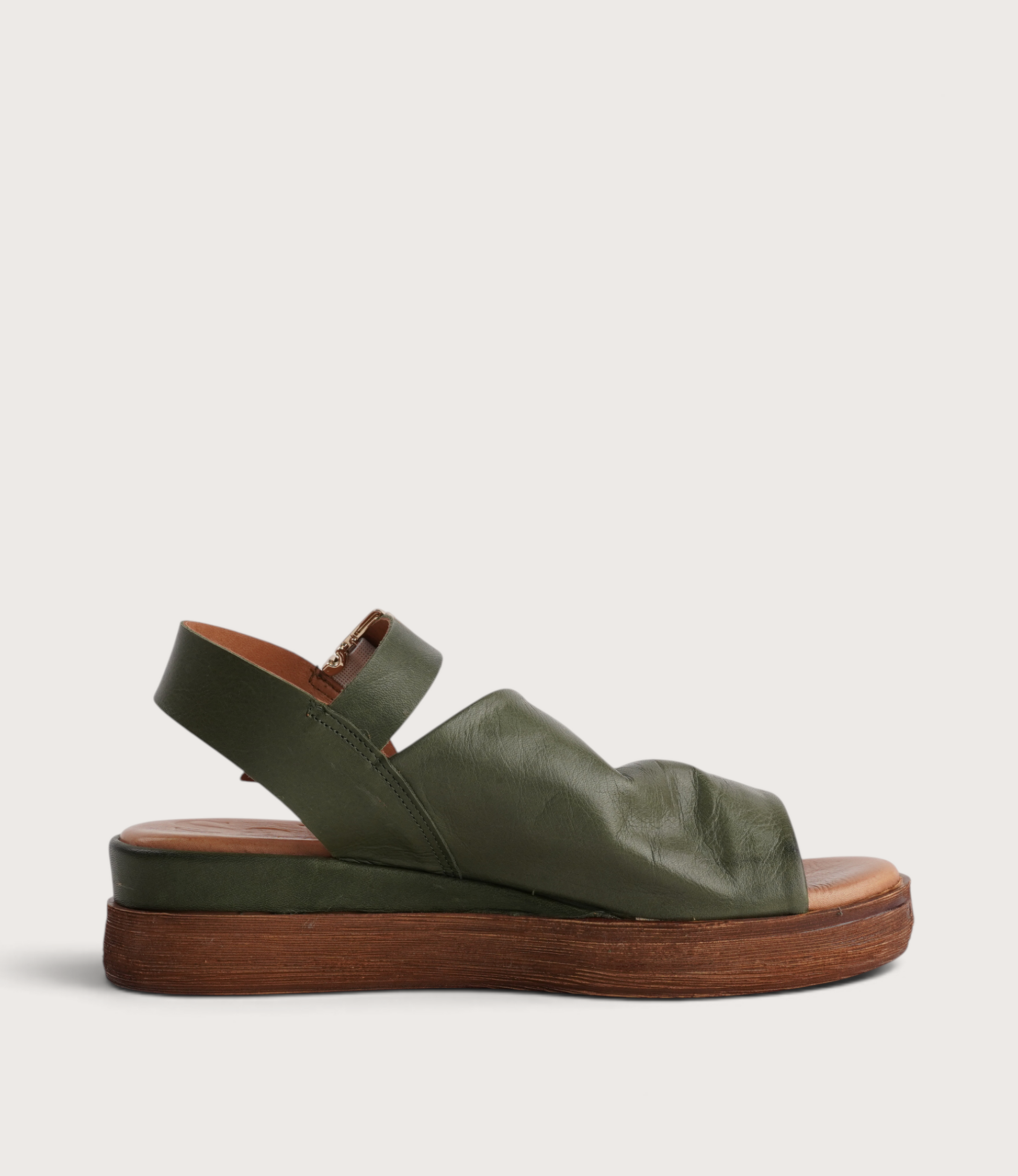 Positano Dark Olive Leather Sandals