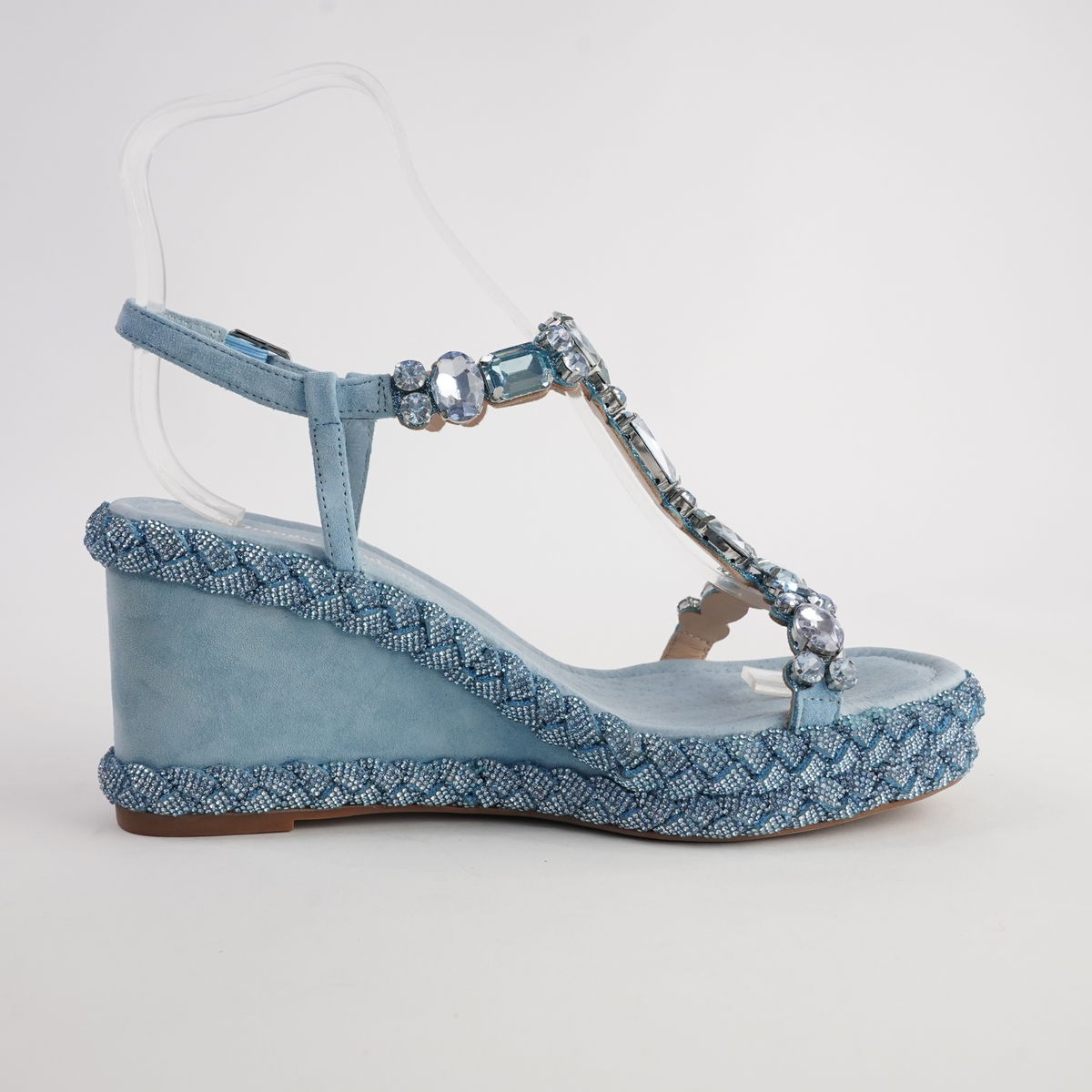 Vontey Denim Suede Wedge Sandals - DJANGO AND JULIETTE | Shouz