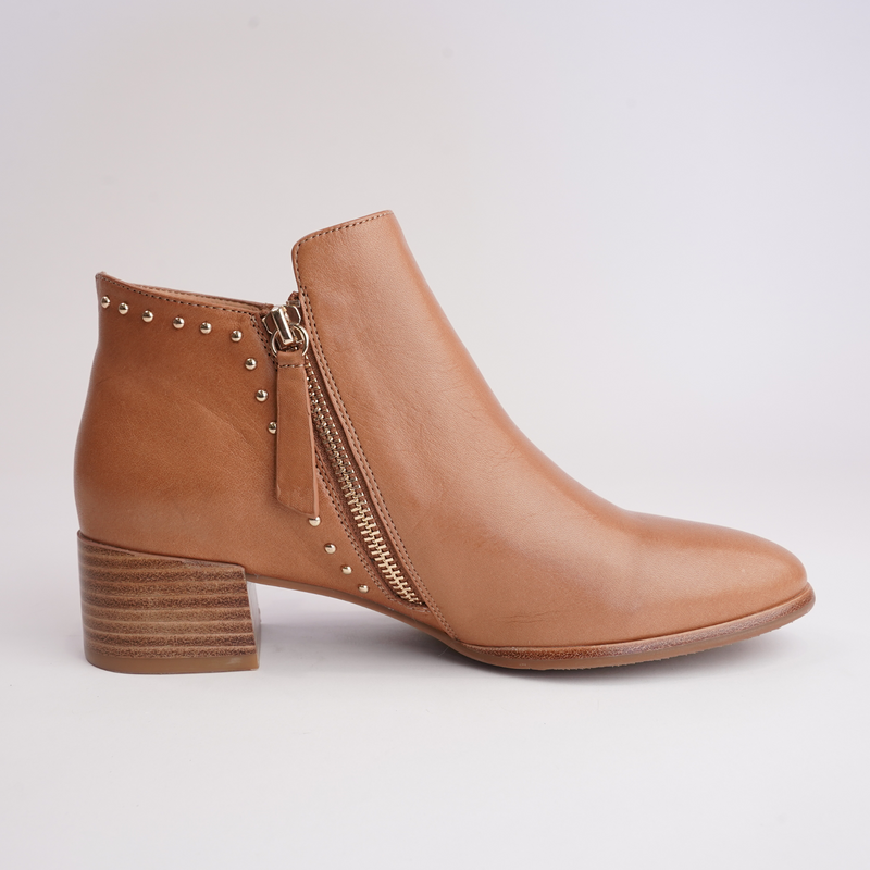 Anthea Brandy Leather Ankle Boots