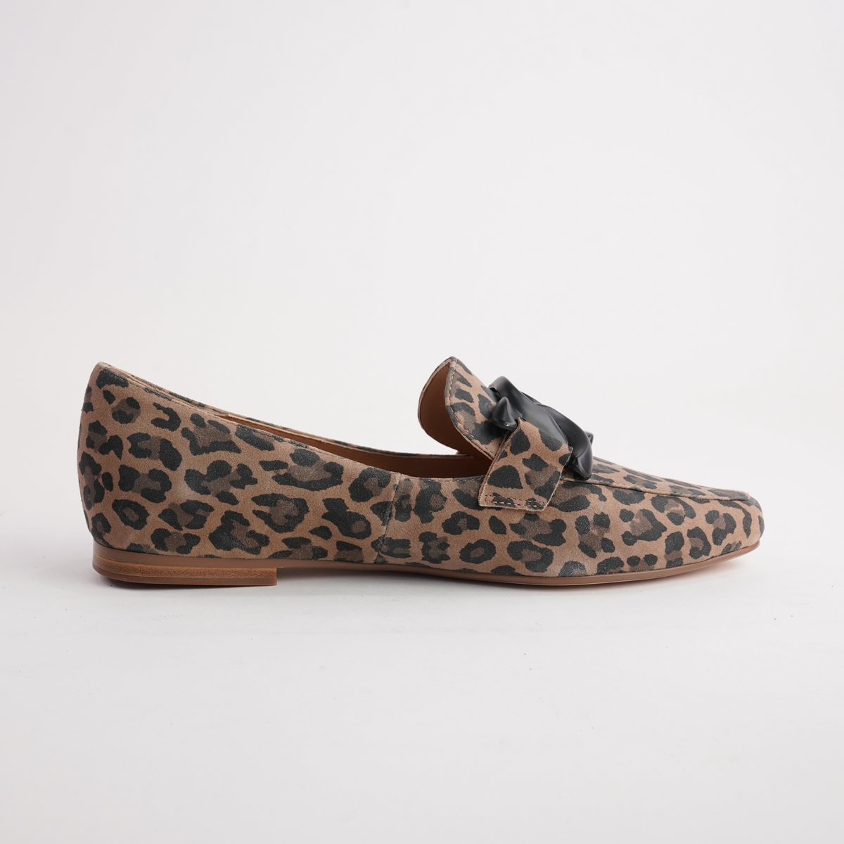 Socoros Camel Leopard Leather Loafers