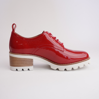 Daya Red Crinkle Patent Leather Loafers