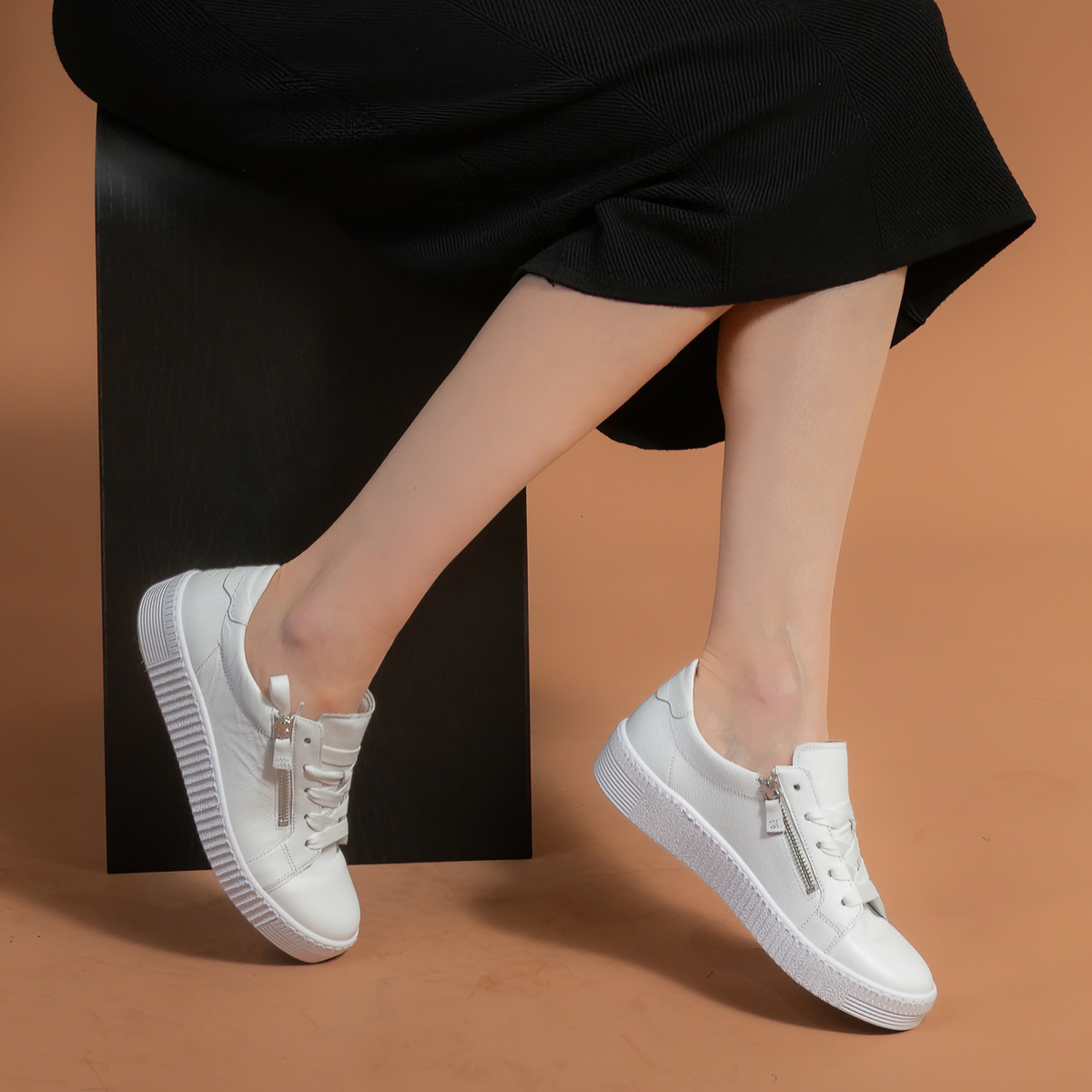 Amelia White Leather Sneakers - GABOR | Shouz