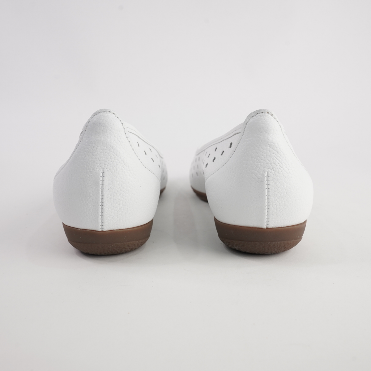 Skylar White Leather Ballet Flats - GABOR | Shouz