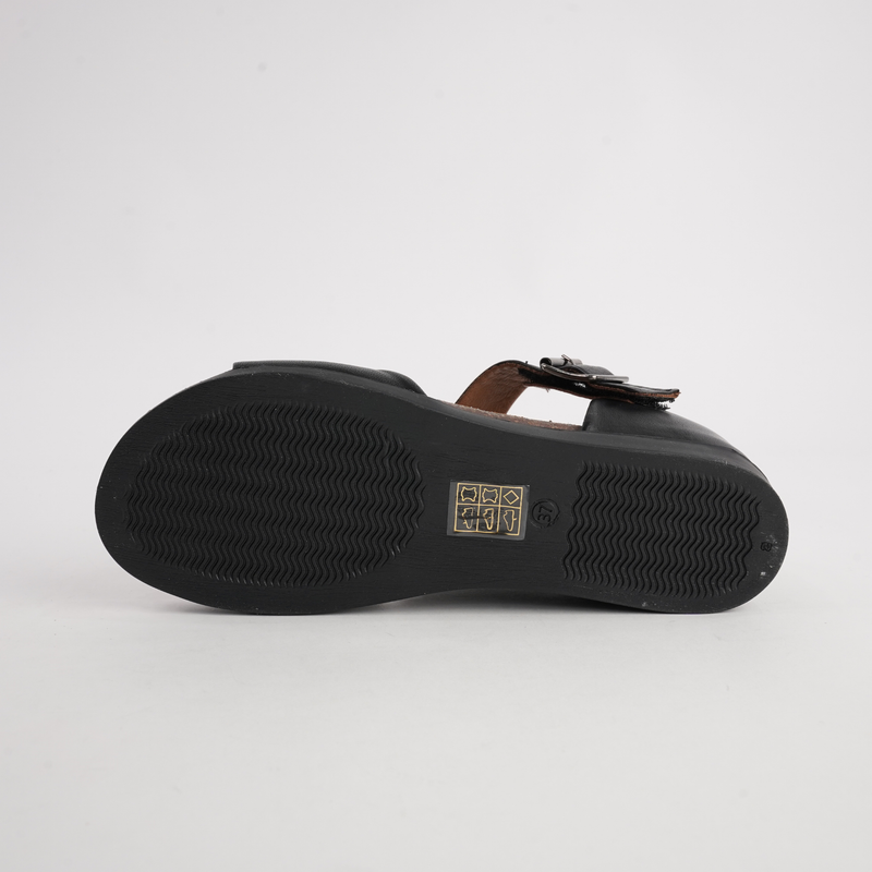 Luna Black Leather Sandals