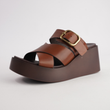 Aris Brandy Leather Wedges