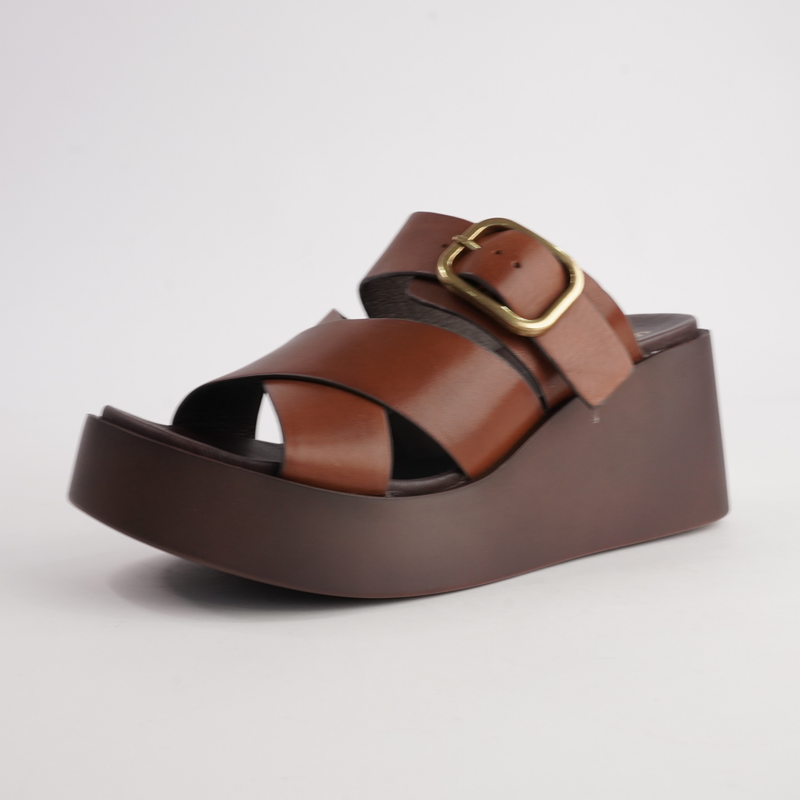 Aris Brandy Leather Wedges