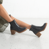 Gem Black Leather Ankle Boots