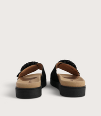 Lucille Black Suede Slides