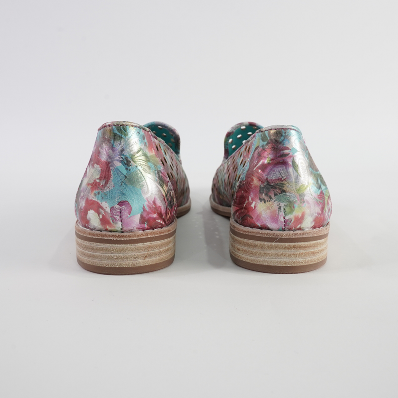 Ariah Aqua Red Metallic Leather Loafers