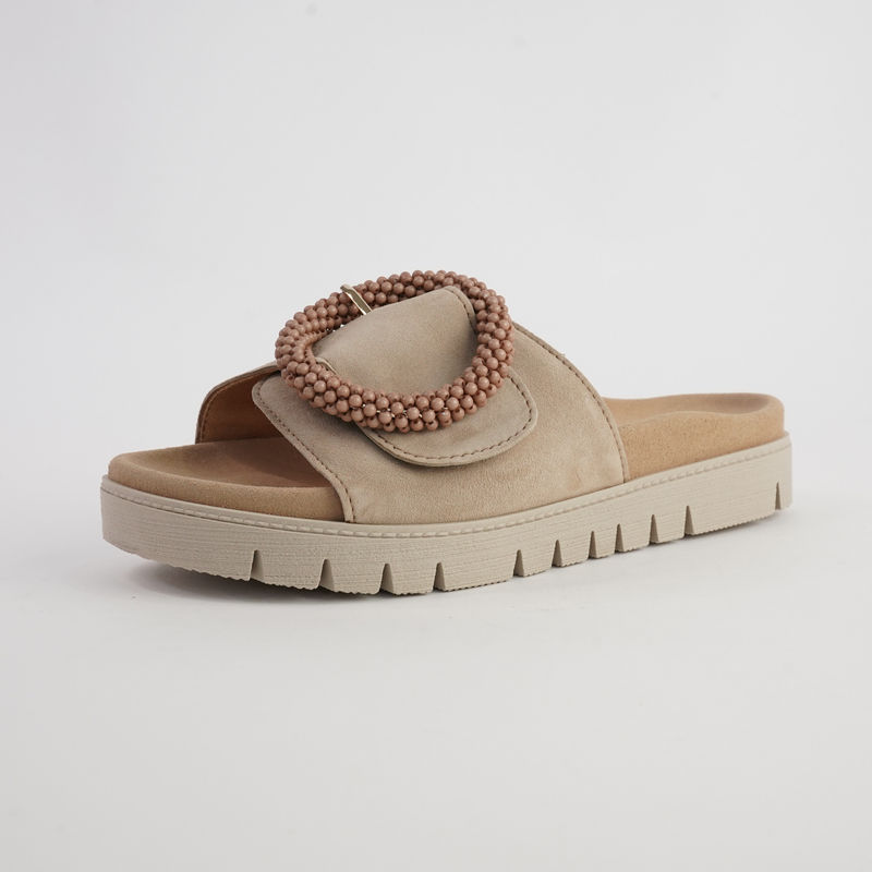 Lucille Caramel Suede Slides