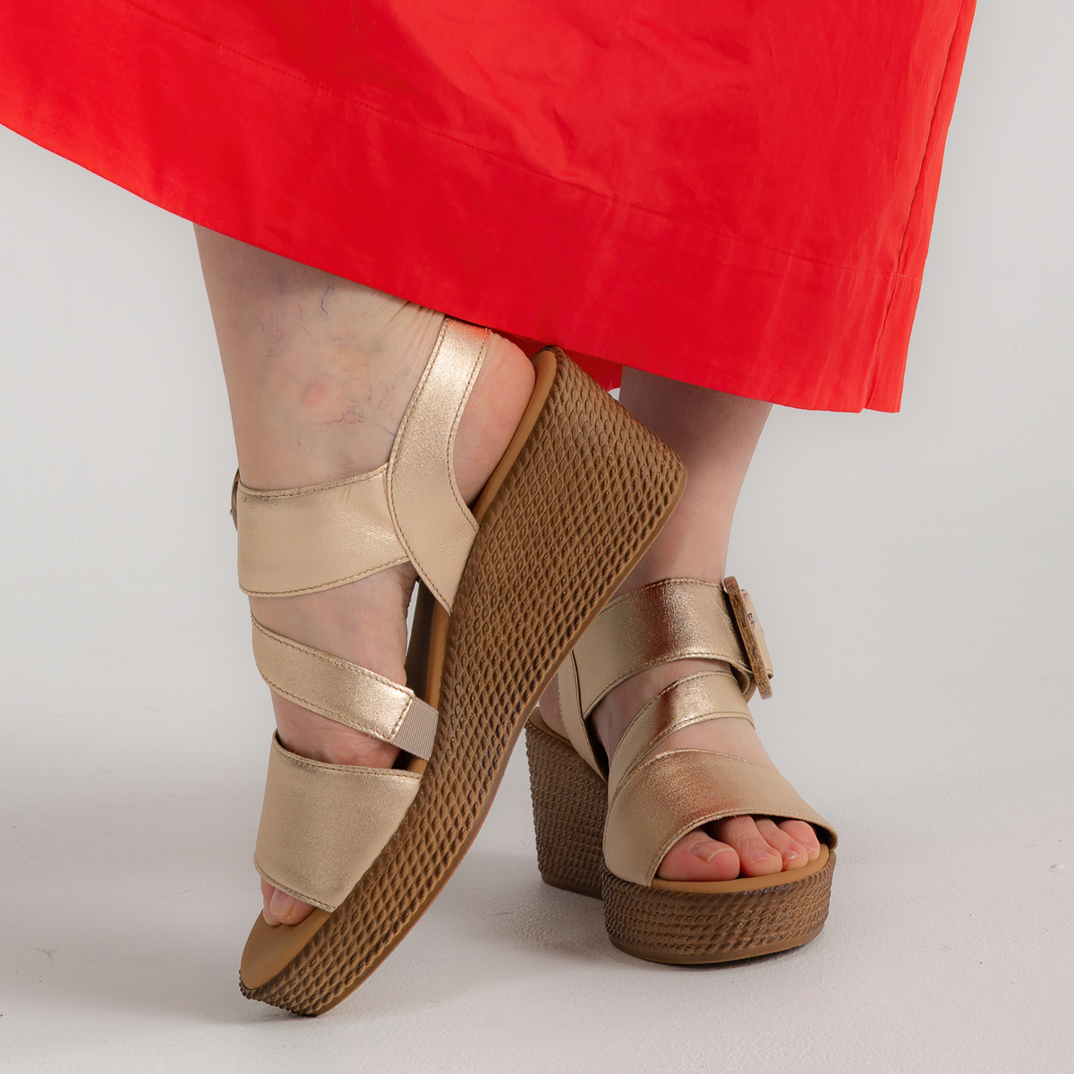 Thelma Champagne Leather Wedges - GABOR | Shouz